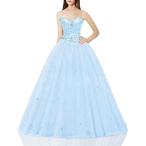Likedpage Womens Sweetheart Ball Gown Tulle Quinceanera