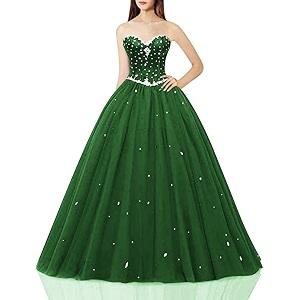 Likedpage Womens Sweetheart Ball Gown Tulle Quinceanera