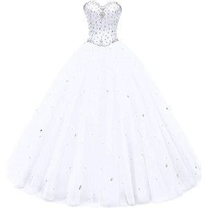 Likedpage Womens Sweetheart Ball Gown Tulle Quinceanera