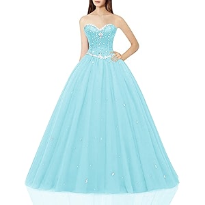 Likedpage Womens Sweetheart Ball Gown Tulle Quinceanera
