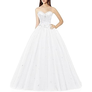 Likedpage Womens Sweetheart Ball Gown Tulle Quinceanera