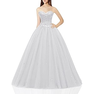 Likedpage Womens Sweetheart Ball Gown Tulle Quinceanera