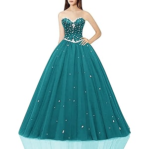 Likedpage Womens Sweetheart Ball Gown Tulle Quinceanera