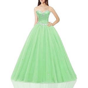 Likedpage Womens Sweetheart Ball Gown Tulle Quinceanera