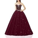 Likedpage Women's Sweetheart Ball Gown Tulle Quinceanera Dresses Prom Dress