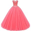 Likedpage Women's Sweetheart Ball Gown Tulle Quinceanera Dresses Prom Dress