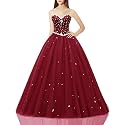 Likedpage Women's Sweetheart Ball Gown Tulle Quinceanera Dresses Prom Dress