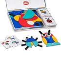 LiKee Wooden Shape Puzzle, 36 Blocks &amp; 60 Cards, Montessori Toy for Kids 3+