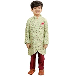Lil Drama Boys Ethnic Kurta Pyjama Green