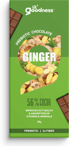 lil goodness premium prebiotic ginger dark chocolate - 35 g pack of 6  chocolate bar 6 x 1 units