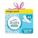 Lil-Lets Teens Day Pads with Wings - 42 Count Period Pads - Thin, Super Absorbent Sanitary Napkins, Soft &amp; Breathable, Fragrance-Free - First Periods, Light to Medium Days