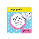 Lil-Lets Teens Liners - 64 Count Pantyliners for Girls - Thin, Absorbent Liners - Soft &amp; Breathable, Fragrance Free for First Periods - Light Days