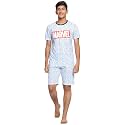 Lil Tomatoes Boys Drawstring Regular Fit Round Neck Thor Printed Cotton Night Suits Ecru