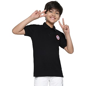 li39l tomatoes boys lil tomatoes boys marvel cotton polo t-shirt black 15-16 years