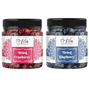 lila dry fruits dried blueberries cranberries 500g 250g x 2 combo pack naturally sweetened premium californian blueberry cranberry tasty chewy berries snack perfect for giftings 1kg