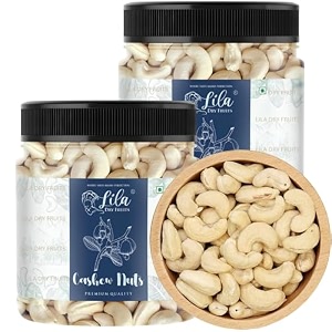 lila dry fruits cashews 100 gms x 2  natural and unsalted whole cashew  premium kaju ideal for dieting snacking cooking and baking  protein rich kajau dry fruits perfect for gifting