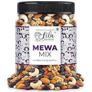 lila dry fruits mewa mix mixed dry fruits pack - 1kg 500g x 2  healthier snacks with almonds cashews walnuts golden raisins black raisin amp cranberries  nuts dried fruits mix perfect for gifting