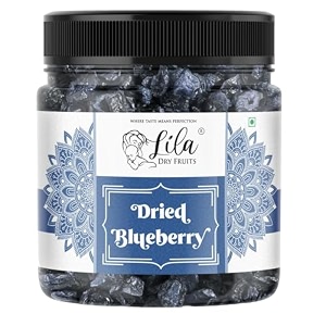 lila dry fruits dried blueberries 250 g  naturally sweetened premium californian blueberry delicious tasty and chewy snack  perfect for gifting snacking baking salads  antioxidant rich