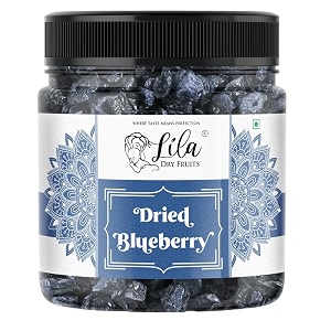 lila dry fruits dried blueberries 250 g  naturally sweetened premium californian blue berry delicious tasty blueberries chewy snack  perfect for gifting snacking baking salads  antioxidant rich