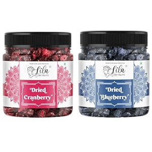 lila dry fruits dried blueberries cranberries 200gram 100gram x 2 combo packnaturally sweetened premium californian blueberry cranberrydelicious tasty and chewy berries perfect for giftings