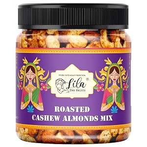 lila dry fruits roasted kaju badam mix 500 grams salted cashew almond mixed pack ideal for snacking munching partying flavoured cashews almonds healthy snacks perfect for giftings