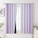 Lilac and Greyish White Ombre Blackout Curtains for Bedroom 63 Inch Long