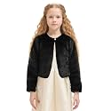 Girls Cozy Faux Fur Bolero Shrug Long Sleeve Crew Neck Dress Coat