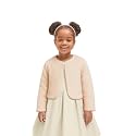 Girls Cozy Faux Fur Bolero Shrug Long Sleeve Crew Neck Dress Coat