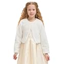 Girls Cozy Faux Fur Bolero Shrug Long Sleeve Crew Neck Dress Coat