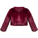 Lilax Girls Cozy Faux Fur Long Sleeve Crew Neck Dress Coat