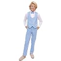 Lilax Toddler &amp; Little Boys Suit Set, Formal Suit Vest, White Dress Shirt, Dress Pants and Bowtie 4 Piece Suit Set