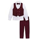 Lilax Toddler &amp; Little Boys Suit Set, Formal Suit Vest, White Dress Shirt, Dress Pants and Bowtie 4 Piece Suit Set