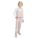 Lilax Toddler &amp; Little Boys Suit Set, Formal Suit Vest, White Dress Shirt, Dress Pants and Bowtie 4 Piece Suit Set