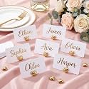 Liliaafar 30 Pack Place Card Holders for Table Bulk Wedding, Heart, Gold