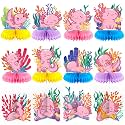 Liliful 12 Pcs Axolotl Birthday Party Honeycomb Centerpieces Pink Decor