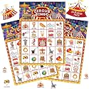 Liliful 35 Pcs Circus Bingo Circus Carnival Party Games 24 Players