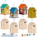 Liliful 8 Pack Wooden Bird House Kits for Kids, Rural Style