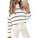 LILLUSORY Womens Cropped Striped Sweaters Pullover Tops