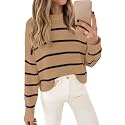 LILLUSORY Womens Cropped Striped Sweaters Pullover Tops