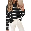 LILLUSORY Womens Cropped Striped Sweaters Pullover Tops