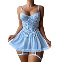Lilosy Sexy Badydoll Lingerie Dress Women Outfits with Thong 3XS-6XL