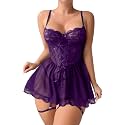 Lilosy Sexy Badydoll Lingerie Dress Women Outfits with Thong 3XS-6XL