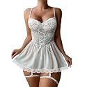 Lilosy Sexy Badydoll Lingerie Dress Women Outfits with Thong 3XS-6XL