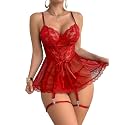 Lilosy Sexy Badydoll Lingerie Dress Women Outfits with Thong 3XS-6XL