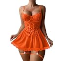 Lilosy Sexy Badydoll Lingerie Dress Women Outfits with Thong 3XS-6XL