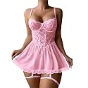 Lilosy Sexy Badydoll Lingerie Dress Women Outfits with Thong 3XS-6XL