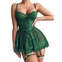 Lilosy Sexy Badydoll Lingerie Dress Women Outfits with Thong 3XS-6XL