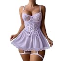 Lilosy Sexy Badydoll Lingerie Dress Women Outfits with Thong 3XS-6XL