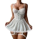 Lilosy Sexy Badydoll Lingerie Dress Women Outfits with Thong 3XS-6XL