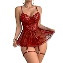 Lilosy Sexy Badydoll Lingerie Dress Women Outfits with Thong 3XS-6XL